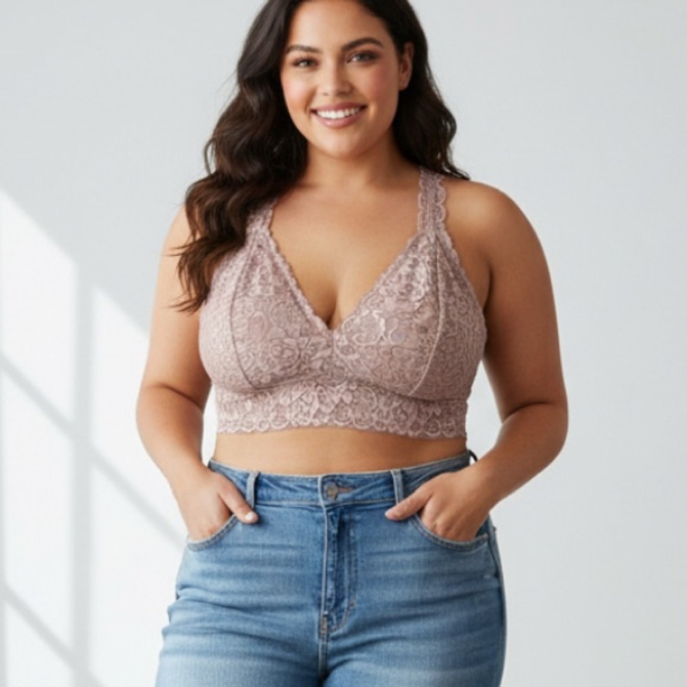 Lace Bralette XL Racerback Floral Feminine Supportive Dainty Layering New